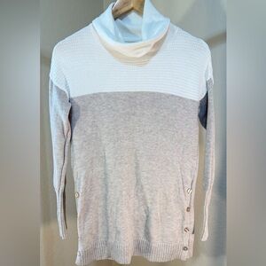 Tahari Women's Cowl Neck Sweater - Ivory Crean and Tan.